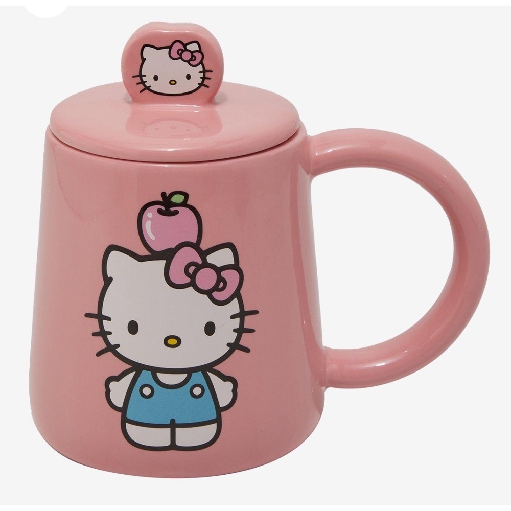 Hello Kitty‎ Apple Mug With Lid Sanrio Pink Coffee Tea Cup Kawaii New